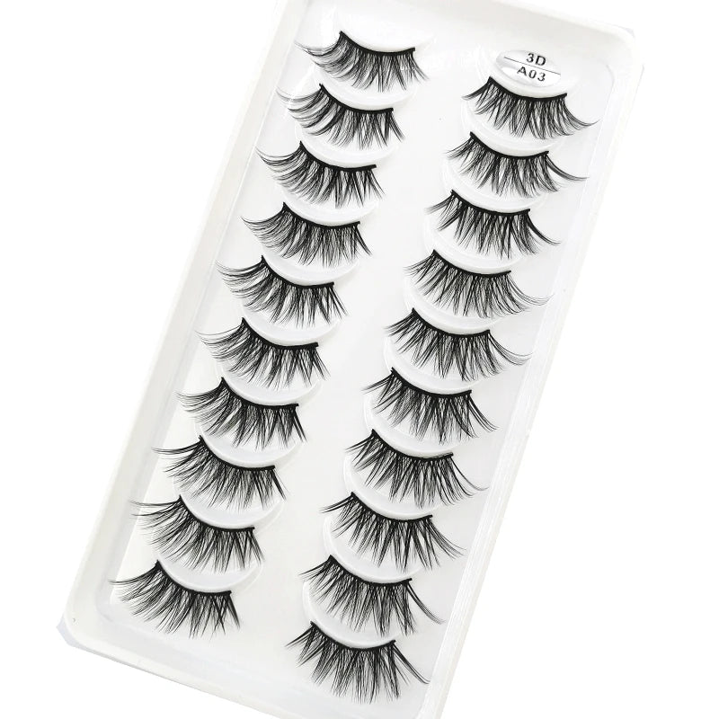 New 10 Pairs Crisscross Half Eye Lashes Natural False eyelashes Handmade 3D Mink Lashes Makeup Tools Reusable Eyelash Extension