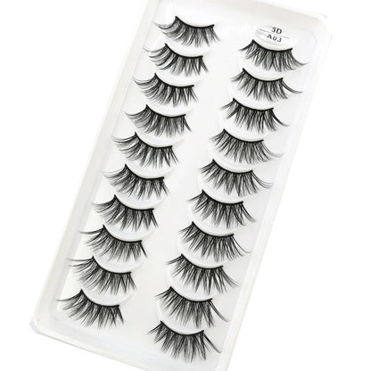 New 10 Pairs Crisscross Half Eye Lashes Natural False eyelashes Handmade 3D Mink Lashes Makeup Tools Reusable Eyelash Extension