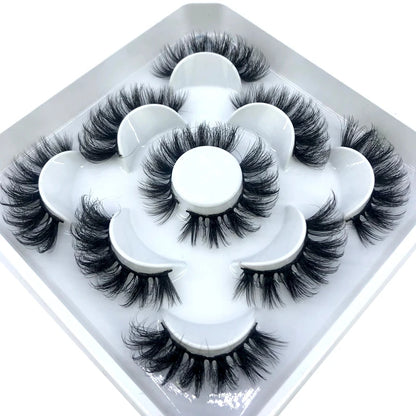 5 Pairs 3d Mink Dramatic Volume Lashes Bulk Faux Thick Long Wispy Natural Mink Lashes Pack Short Wholesales Natural False lashes