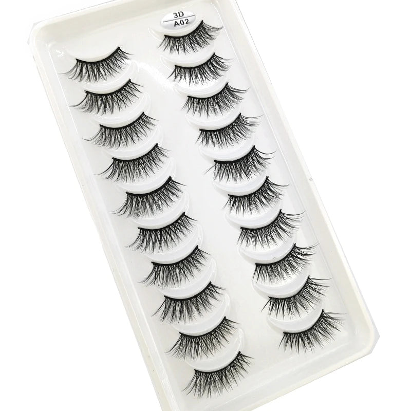 New 10 Pairs Crisscross Half Eye Lashes Natural False eyelashes Handmade 3D Mink Lashes Makeup Tools Reusable Eyelash Extension