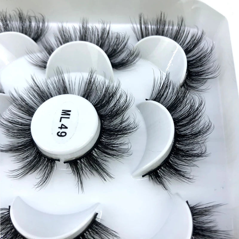 5 Pairs 3d Mink Dramatic Volume Lashes Bulk Faux Thick Long Wispy Natural Mink Lashes Pack Short Wholesales Natural False lashes
