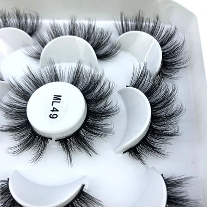 5 Pairs 3d Mink Dramatic Volume Lashes Bulk Faux Thick Long Wispy Natural Mink Lashes Pack Short Wholesales Natural False lashes