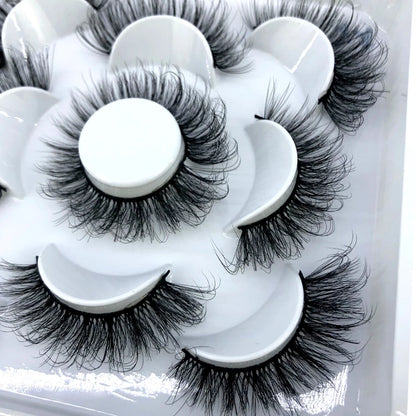 5 Pairs 3d Mink Dramatic Volume Lashes Bulk Faux Thick Long Wispy Natural Mink Lashes Pack Short Wholesales Natural False lashes