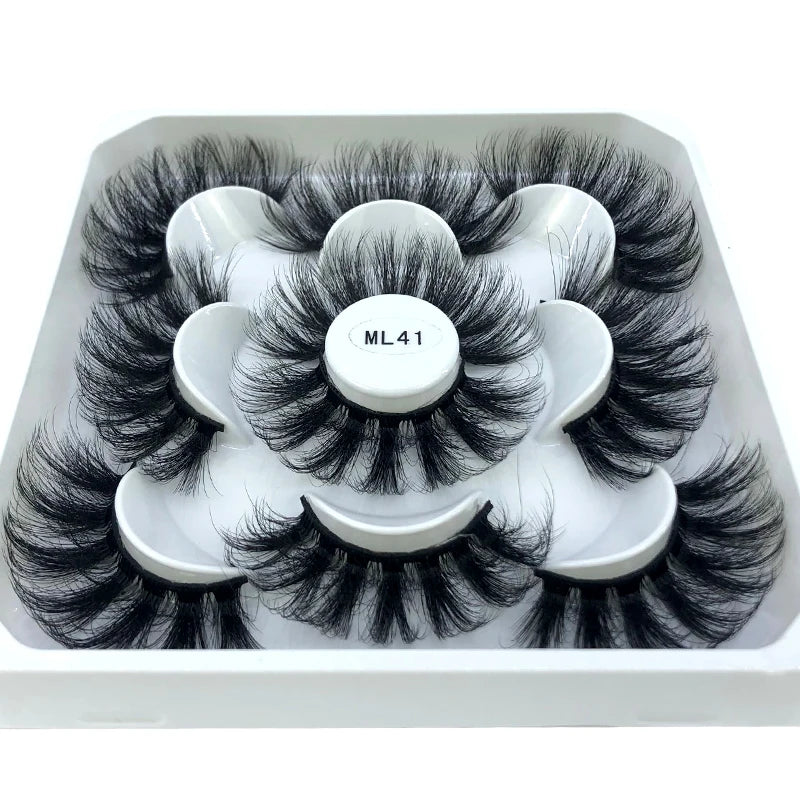 5 Pairs 3d Mink Dramatic Volume Lashes Bulk Faux Thick Long Wispy Natural Mink Lashes Pack Short Wholesales Natural False lashes