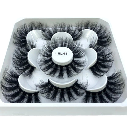 5 Pairs 3d Mink Dramatic Volume Lashes Bulk Faux Thick Long Wispy Natural Mink Lashes Pack Short Wholesales Natural False lashes