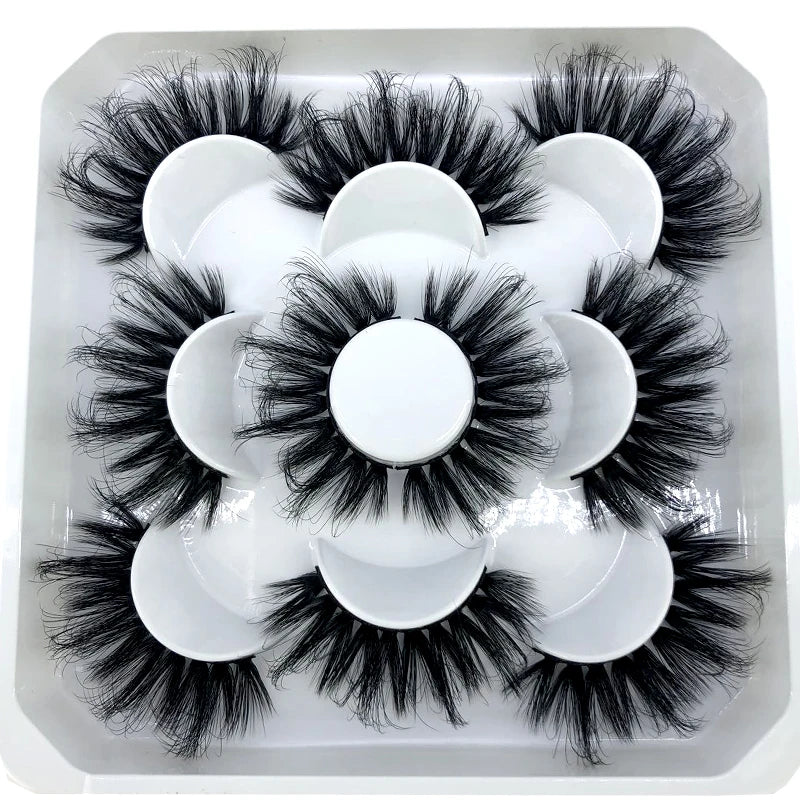 5 Pairs 3d Mink Dramatic Volume Lashes Bulk Faux Thick Long Wispy Natural Mink Lashes Pack Short Wholesales Natural False lashes