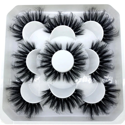 5 Pairs 3d Mink Dramatic Volume Lashes Bulk Faux Thick Long Wispy Natural Mink Lashes Pack Short Wholesales Natural False lashes