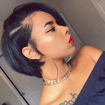 Human Hair 13X2 Wigs Short Pixie Cut Wigs Straight Bob HDTransparent Lace Frontal Wigs For Black Women 250Density Perruque Cheap