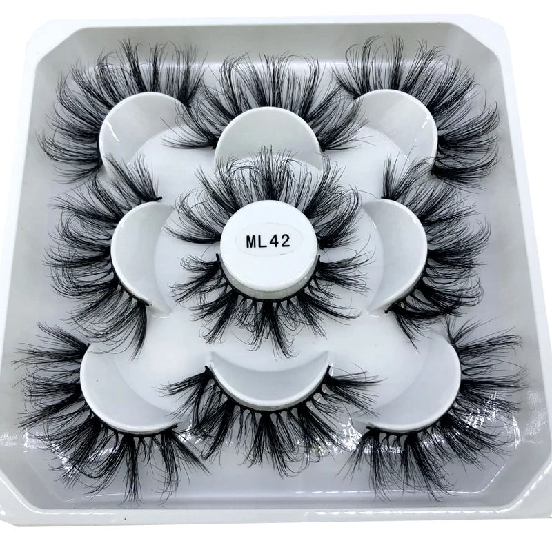5 Pairs 3d Mink Dramatic Volume Lashes Bulk Faux Thick Long Wispy Natural Mink Lashes Pack Short Wholesales Natural False lashes