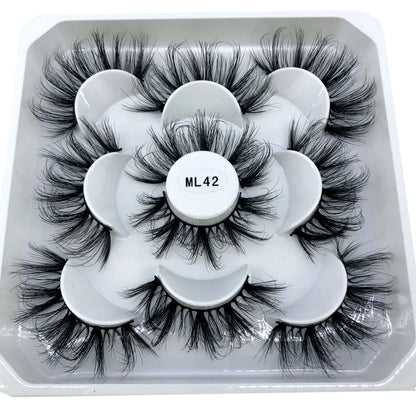 5 Pairs 3d Mink Dramatic Volume Lashes Bulk Faux Thick Long Wispy Natural Mink Lashes Pack Short Wholesales Natural False lashes