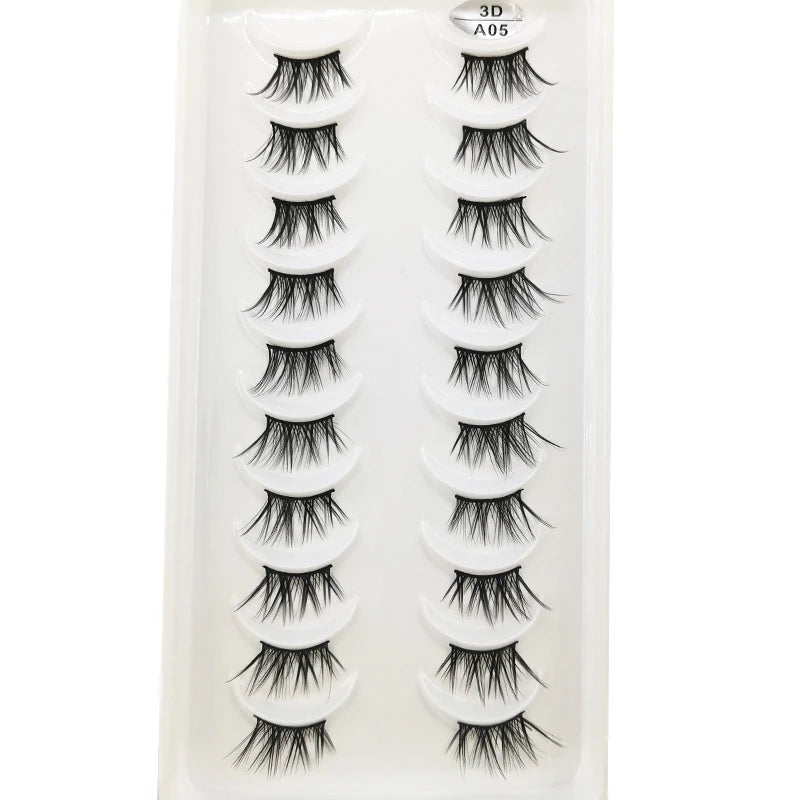 New 10 Pairs Crisscross Half Eye Lashes Natural False eyelashes Handmade 3D Mink Lashes Makeup Tools Reusable Eyelash Extension