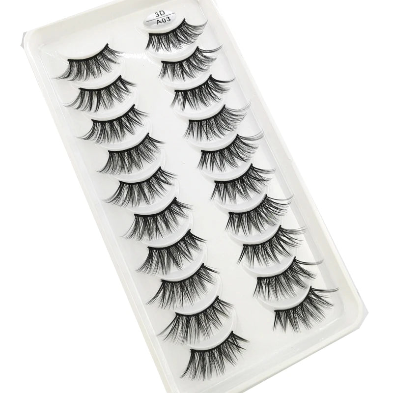 New 10 Pairs Crisscross Half Eye Lashes Natural False eyelashes Handmade 3D Mink Lashes Makeup Tools Reusable Eyelash Extension