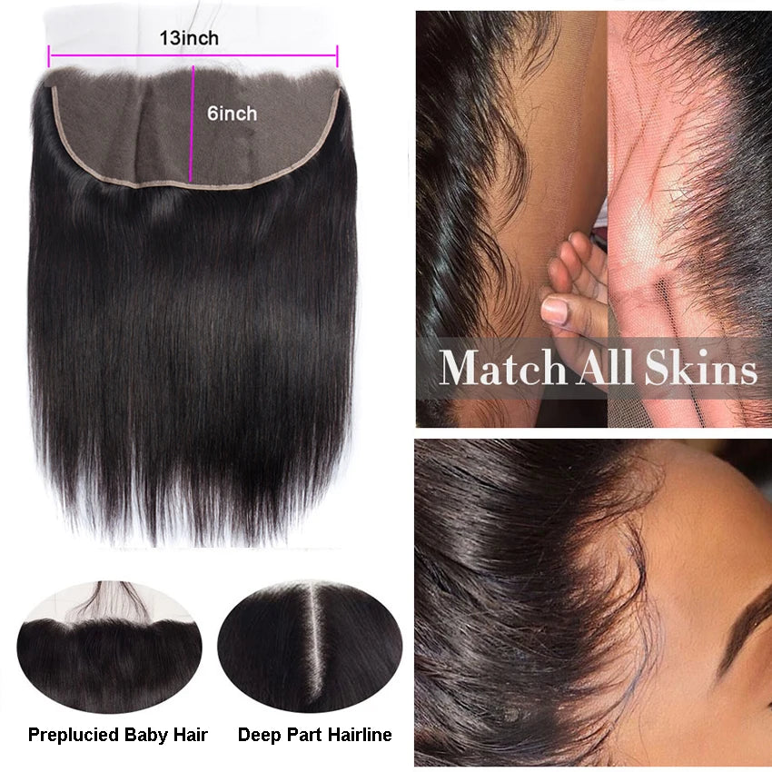Lemoda HD Transparent Lace Frontal Closure Straight 13x4 13x6 Lace Frontal Only 5x5 6x6 HD Closure Human Hair PrePlucked 14-24in