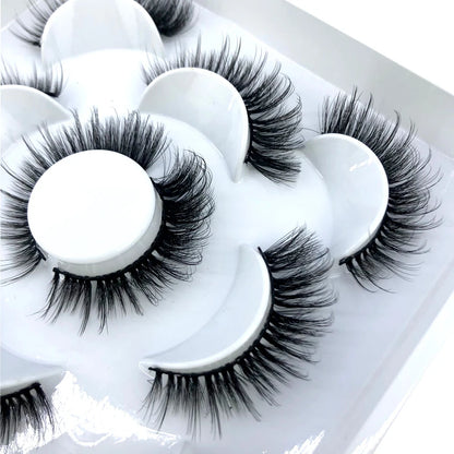 5 Pairs 3d Mink Dramatic Volume Lashes Bulk Faux Thick Long Wispy Natural Mink Lashes Pack Short Wholesales Natural False lashes