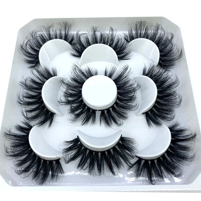 5 Pairs 3d Mink Dramatic Volume Lashes Bulk Faux Thick Long Wispy Natural Mink Lashes Pack Short Wholesales Natural False lashes