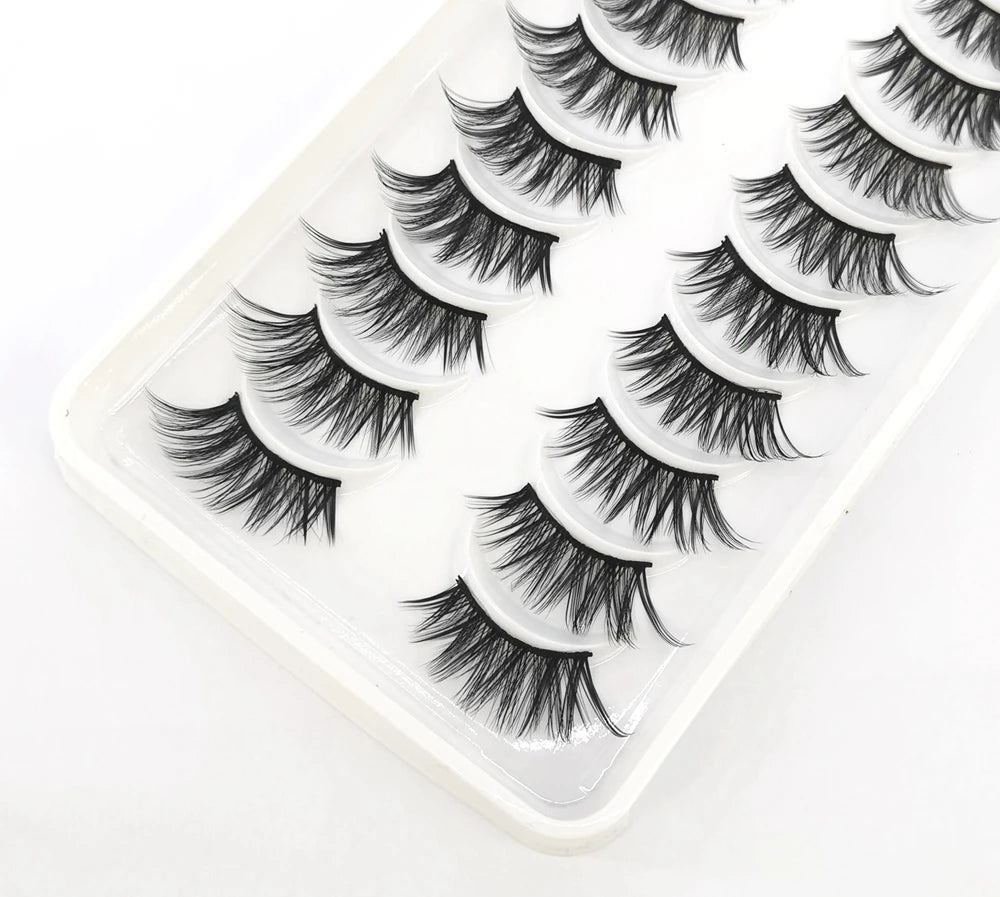 New 10 Pairs Crisscross Half Eye Lashes Natural False eyelashes Handmade 3D Mink Lashes Makeup Tools Reusable Eyelash Extension
