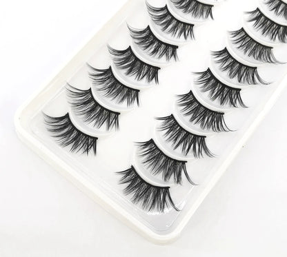 New 10 Pairs Crisscross Half Eye Lashes Natural False eyelashes Handmade 3D Mink Lashes Makeup Tools Reusable Eyelash Extension