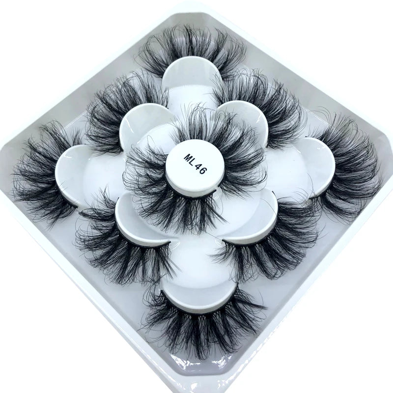 5 Pairs 3d Mink Dramatic Volume Lashes Bulk Faux Thick Long Wispy Natural Mink Lashes Pack Short Wholesales Natural False lashes