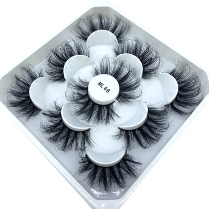 5 Pairs 3d Mink Dramatic Volume Lashes Bulk Faux Thick Long Wispy Natural Mink Lashes Pack Short Wholesales Natural False lashes