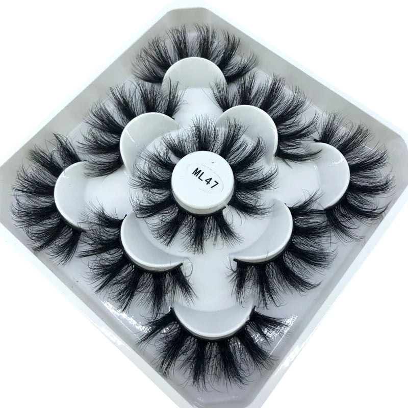 5 Pairs 3d Mink Dramatic Volume Lashes Bulk Faux Thick Long Wispy Natural Mink Lashes Pack Short Wholesales Natural False lashes