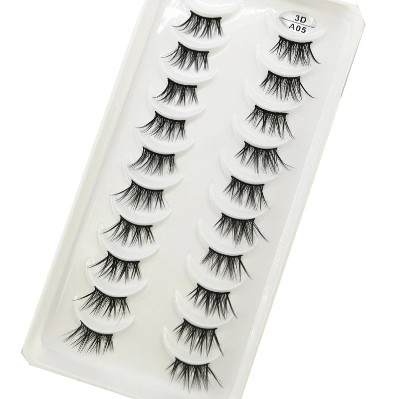 New 10 Pairs Crisscross Half Eye Lashes Natural False eyelashes Handmade 3D Mink Lashes Makeup Tools Reusable Eyelash Extension