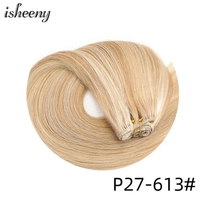 Straight Human Hair Weaves Brazilian Remy Human Hair Bundles Sew In Weft Extensions Straight Blonde 50g 12"-24" Natural Hair