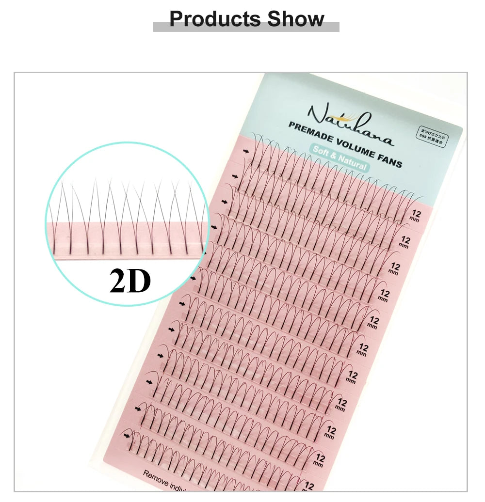 NATUHANA 3D 4D 5D 6D False Lashes Premade Russian Volume Fans Individual Faux Mink Pre made Volume Fans Eyelash Extensions