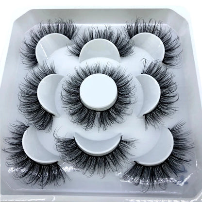 5 Pairs 3d Mink Dramatic Volume Lashes Bulk Faux Thick Long Wispy Natural Mink Lashes Pack Short Wholesales Natural False lashes