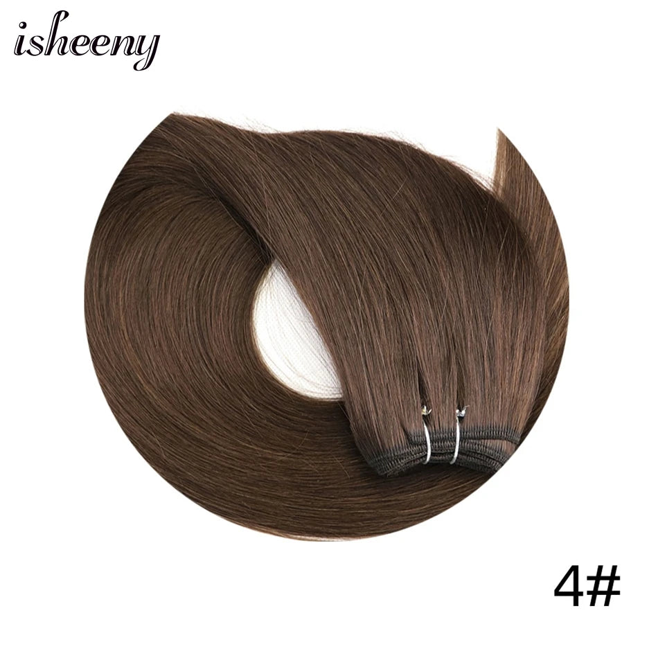 Straight Human Hair Weaves Brazilian Remy Human Hair Bundles Sew In Weft Extensions Straight Blonde 50g 12"-24" Natural Hair