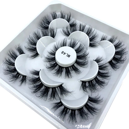 5 Pairs 3d Mink Dramatic Volume Lashes Bulk Faux Thick Long Wispy Natural Mink Lashes Pack Short Wholesales Natural False lashes