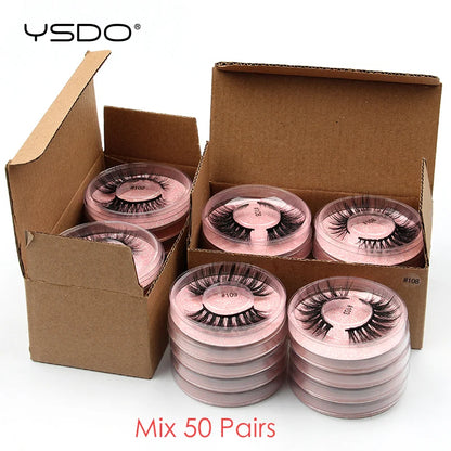 Wholesale Lashes 10/20/30/50 PCS Mink False Eyelashes Natural Soft 3D Faux 3D Mink Lashes Reusable Dramatic Fake Eyelashes Bulk