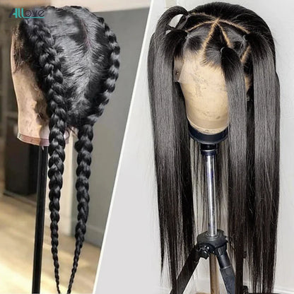 Allove Full Lace Human Hair Wig  Transparent Lace Frontal Wig Bone Straight Lace Front Wig Brazilian Remy Hair Wigs