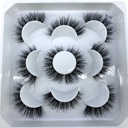 5 Pairs 3d Mink Dramatic Volume Lashes Bulk Faux Thick Long Wispy Natural Mink Lashes Pack Short Wholesales Natural False lashes