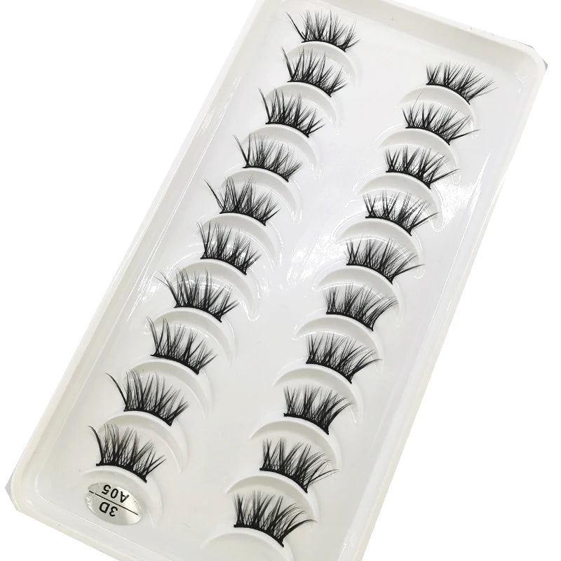 New 10 Pairs Crisscross Half Eye Lashes Natural False eyelashes Handmade 3D Mink Lashes Makeup Tools Reusable Eyelash Extension