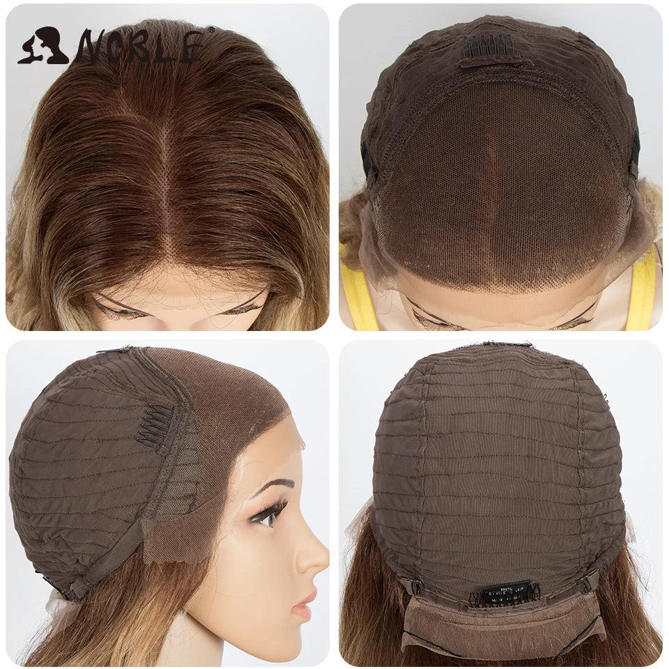 Noble Cosplay Lace Front Wig 30 Inch Lace  Long Wavy 360 0mbre Blonde Wig Red African American Synthetic Wigs For Black Women