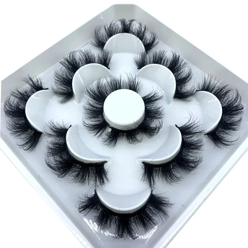 5 Pairs 3d Mink Dramatic Volume Lashes Bulk Faux Thick Long Wispy Natural Mink Lashes Pack Short Wholesales Natural False lashes