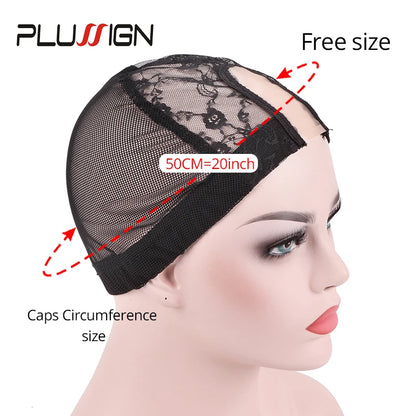 U Part Wig Caps For Making Wigs Breathable Hair Net Wig Accessories Plussign Professional Wig Making Tools Dome Cap