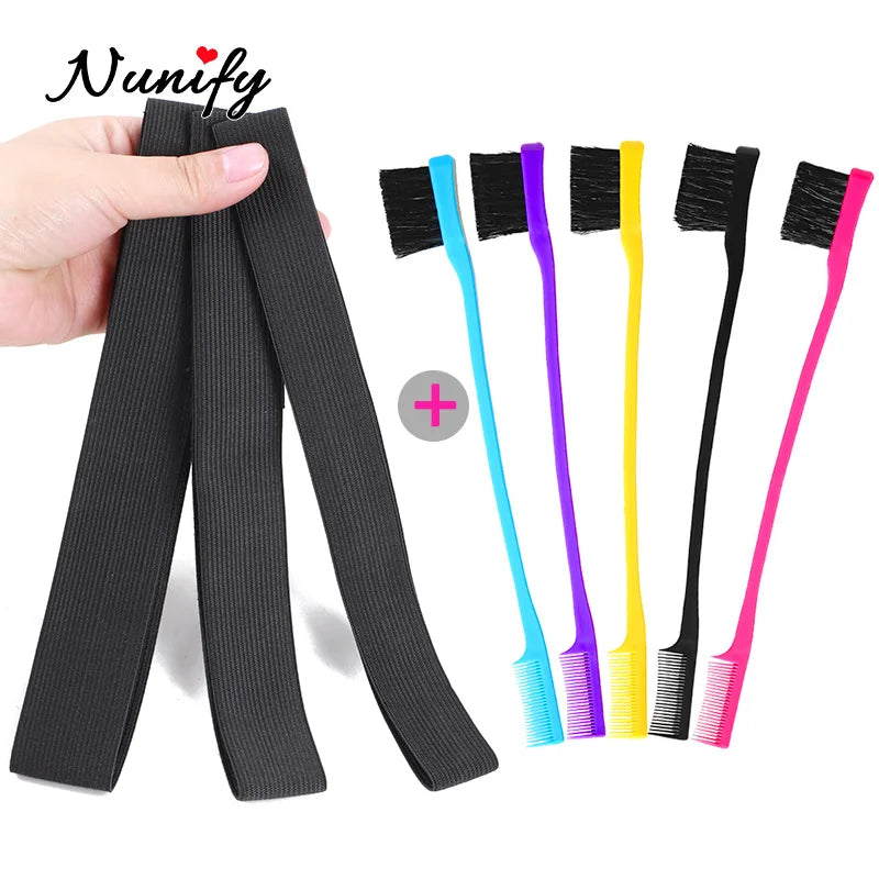 Edge Laying Scarf Elastic Headband For Wigs Lace Frontal 3Pcs Lace Melting Band With 1Pcs Double Side Edge Control Hair Comb