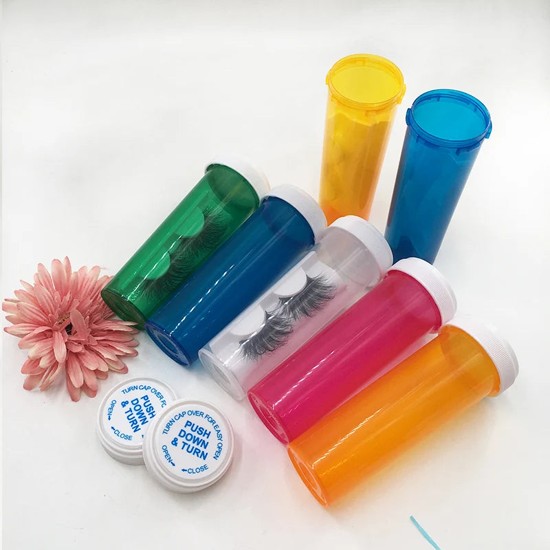 Empty Mink Eyelash Package Box Pill Bottle Lash Boxes Packaging Bulk Lashes Case with White Tray