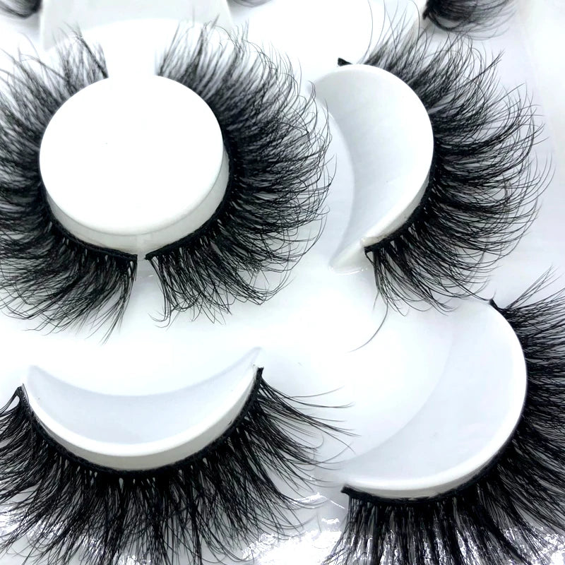 5 Pairs 3d Mink Dramatic Volume Lashes Bulk Faux Thick Long Wispy Natural Mink Lashes Pack Short Wholesales Natural False lashes