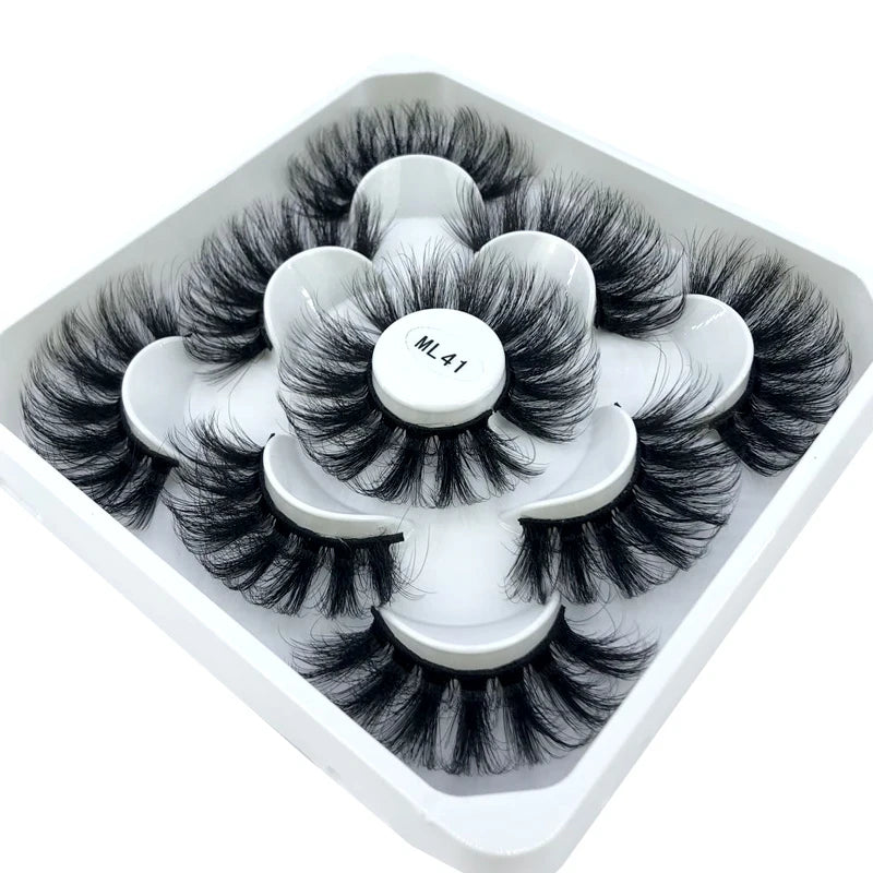 5 Pairs 3d Mink Dramatic Volume Lashes Bulk Faux Thick Long Wispy Natural Mink Lashes Pack Short Wholesales Natural False lashes