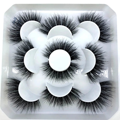 5 Pairs 3d Mink Dramatic Volume Lashes Bulk Faux Thick Long Wispy Natural Mink Lashes Pack Short Wholesales Natural False lashes