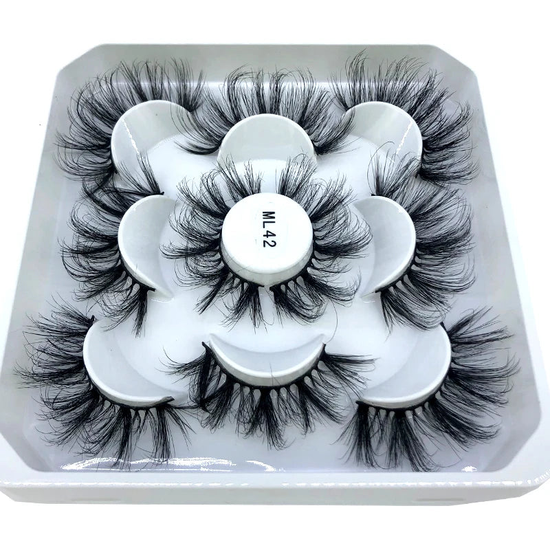 5 Pairs 3d Mink Dramatic Volume Lashes Bulk Faux Thick Long Wispy Natural Mink Lashes Pack Short Wholesales Natural False lashes