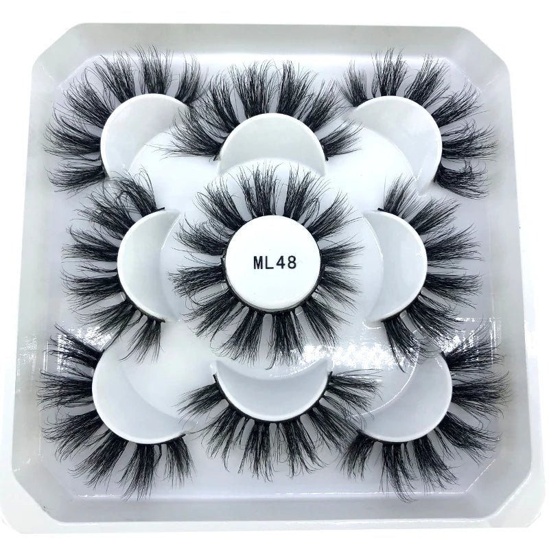5 Pairs 3d Mink Dramatic Volume Lashes Bulk Faux Thick Long Wispy Natural Mink Lashes Pack Short Wholesales Natural False lashes