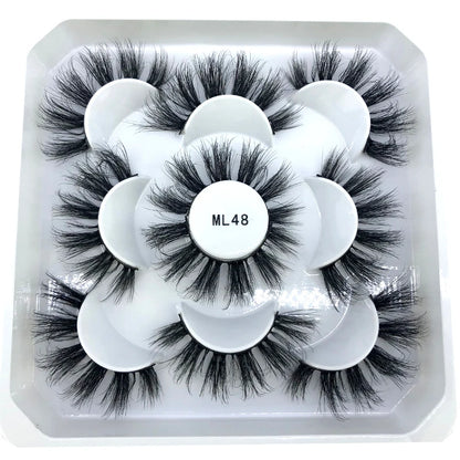 5 Pairs 3d Mink Dramatic Volume Lashes Bulk Faux Thick Long Wispy Natural Mink Lashes Pack Short Wholesales Natural False lashes