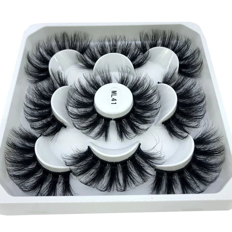 5 Pairs 3d Mink Dramatic Volume Lashes Bulk Faux Thick Long Wispy Natural Mink Lashes Pack Short Wholesales Natural False lashes