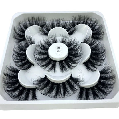 5 Pairs 3d Mink Dramatic Volume Lashes Bulk Faux Thick Long Wispy Natural Mink Lashes Pack Short Wholesales Natural False lashes