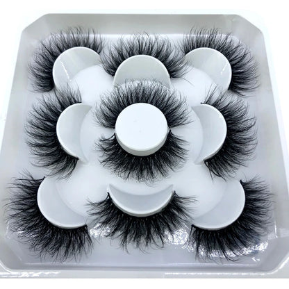 5 Pairs 3d Mink Dramatic Volume Lashes Bulk Faux Thick Long Wispy Natural Mink Lashes Pack Short Wholesales Natural False lashes