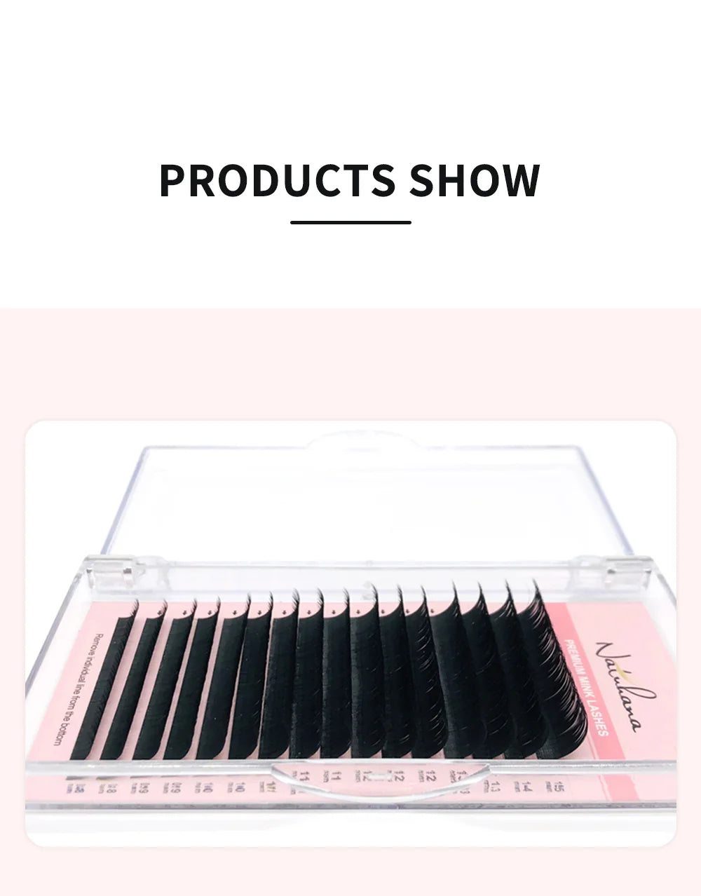 NATUHANA Mink Lashes Mix 8~15 mm 16 lines Handmade korean Pbt Eyelash Extension Natural Soft Faux Lash Extension Supplies Makeup