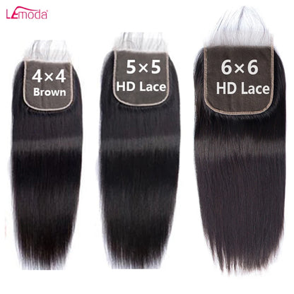 Lemoda HD Transparent Lace Frontal Closure Straight 13x4 13x6 Lace Frontal Only 4x4 5x5 6x6 HD Closure Human Hair Remy Peruvian
